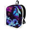 17 Inch Travel Backpack Lightweight Waterproof Casual Laptop Backpack Hiking Camping Daypack for Women Men Blue Purple Flower Butterfly view 2