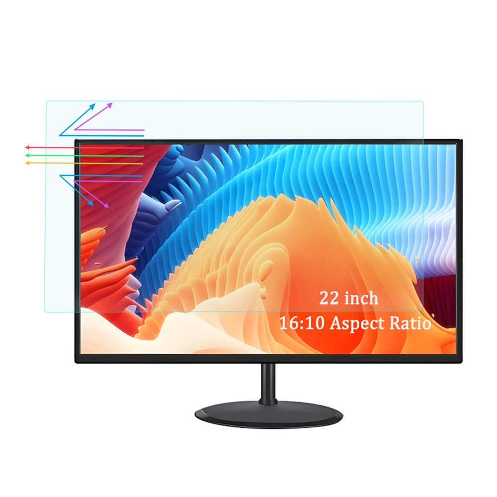 22 Inch Anti Blue Light Screen Protector For Universal 22" 16:10 Standard/Curved Monitor & Touchscreen, (18.7 inch X 11.7 inch Screen Size Only) Blue Light Blocking & Anti Glare Screen Protector