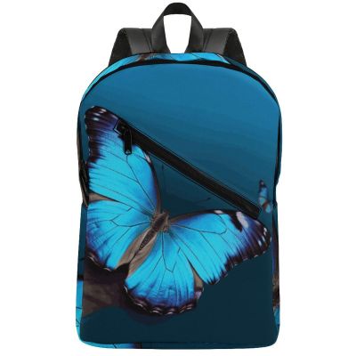 17 Inch Travel Backpack Lightweight Waterproof Casual Laptop Backpack Hiking Camping Daypack for Women Men Beautiful Blue Butterfly