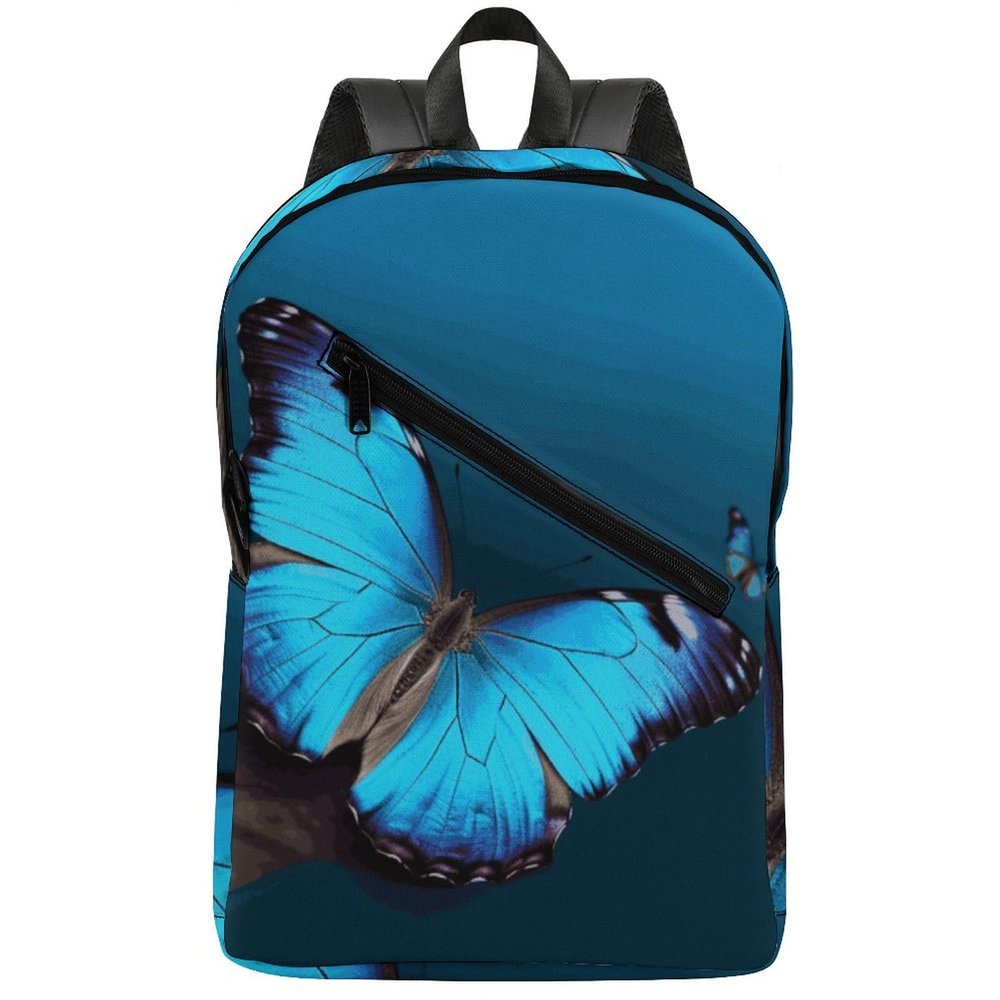17 Inch Travel Backpack Lightweight Waterproof Casual Laptop Backpack Hiking Camping Daypack for Women Men Beautiful Blue Butterfly