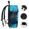 17 Inch Travel Backpack Lightweight Waterproof Casual Laptop Backpack Hiking Camping Daypack for Women Men Beautiful Blue Butterfly view 3