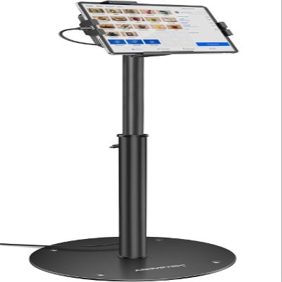 AboveTEK iPad Kiosk Floor Stand - Height Adjustable POS Tablet Floor Stand, 360 Swivel Universal Locking Holder for 7.9"-11" iPad/Air/Samsung - Anti-Theft Security Stand for Retail, Business