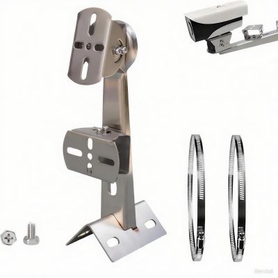 10" Heavy-Duty Stainless Steel Security Camera Mount Bracket  Universal Corner/Pole/Wall/Column Mount with Double Loops (2 x 4 Diameter)  Fits CCTV, Surveillance & IP Cameras, Indoor/Outdoor Use