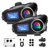 Bluetooth Motorcycle Helmet Intercom, 1500 feet Wireless Communication, Built-in Display, FM Radio, Noise Reduction, Music Sharing for 2 Riders, Waterproof, High Volume Sound Quality. 1000mAh, 2-Pack view 1