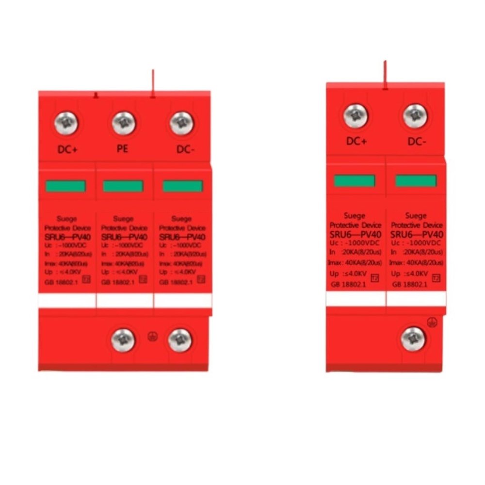 DC SPD 2P/3P Surge Protector 20KA-40KA DC500V 800V 1000V Surge Protection Device 1Pcs(3P 20-40KA,DC500)