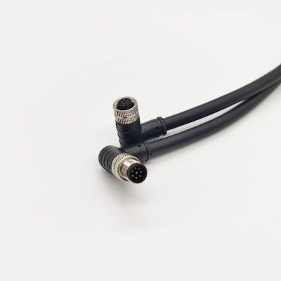 BOUUNCIY M8 Cable Connector 8 Pins Male to Female Right Angle Aviation Plug Electrical AWG24 A Code Industrial Male to Female Sensor PVC 29.53Ft Socket Waterproof Device Network 9Meter
