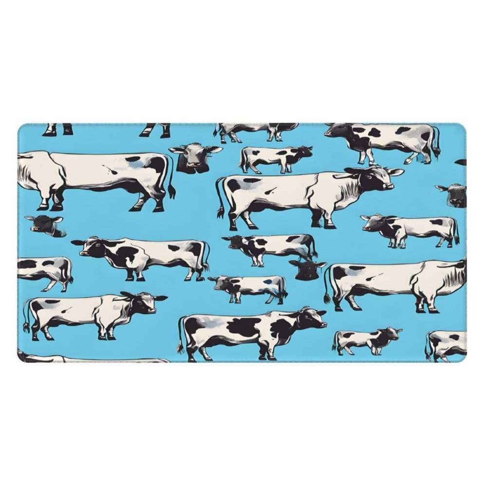 (Cow) Gaming Mousepad, Waterproof Non-Slip Desk Mat Keyboard Pad Large Mousepad Home Office Desk Accessories and Decor Gift for Women Men - 16"x29.5"