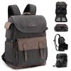 Cwatcun Canvas Camera Bag, DSLR SLR Camera Backpack for Photographers with Waterproof Rain Cover, Camera Case with 16" Laptop Compartment & Tripod Holder for Canon Nikon Sony Fuji Camera & Lenses view 1