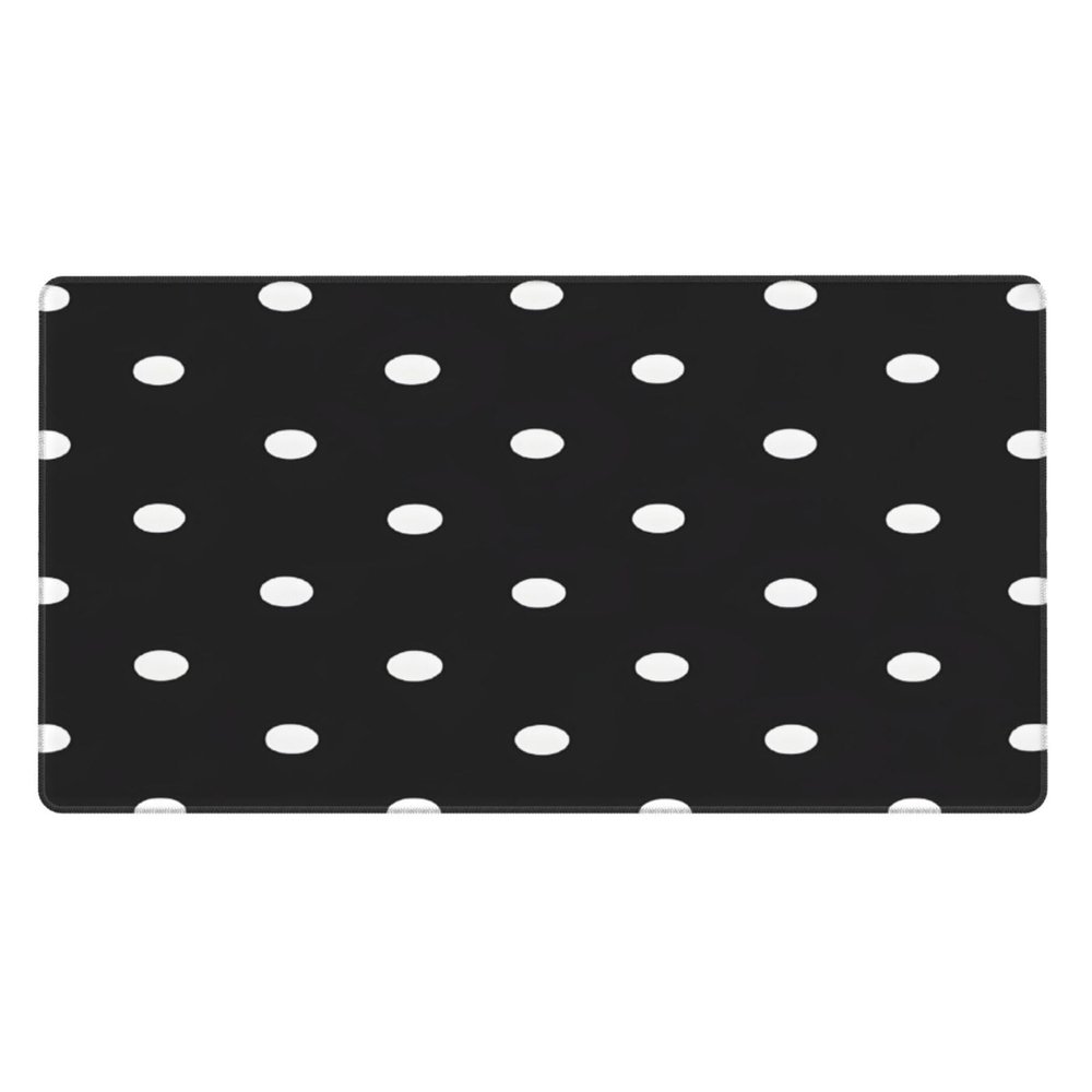 (Black and White Polka Dot) Gaming Mousepad, Waterproof Non-Slip Desk Mat Keyboard Pad Large Mousepad Home Office Desk Accessories and Decor Gift for Women Men - 16"x29.5"
