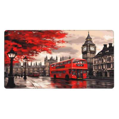 (Red London Street) Gaming Mousepad, Waterproof Non-Slip Desk Mat Keyboard Pad Large Mousepad Home Office Desk Accessories and Decor Gift for Women Men - 16"x29.5"