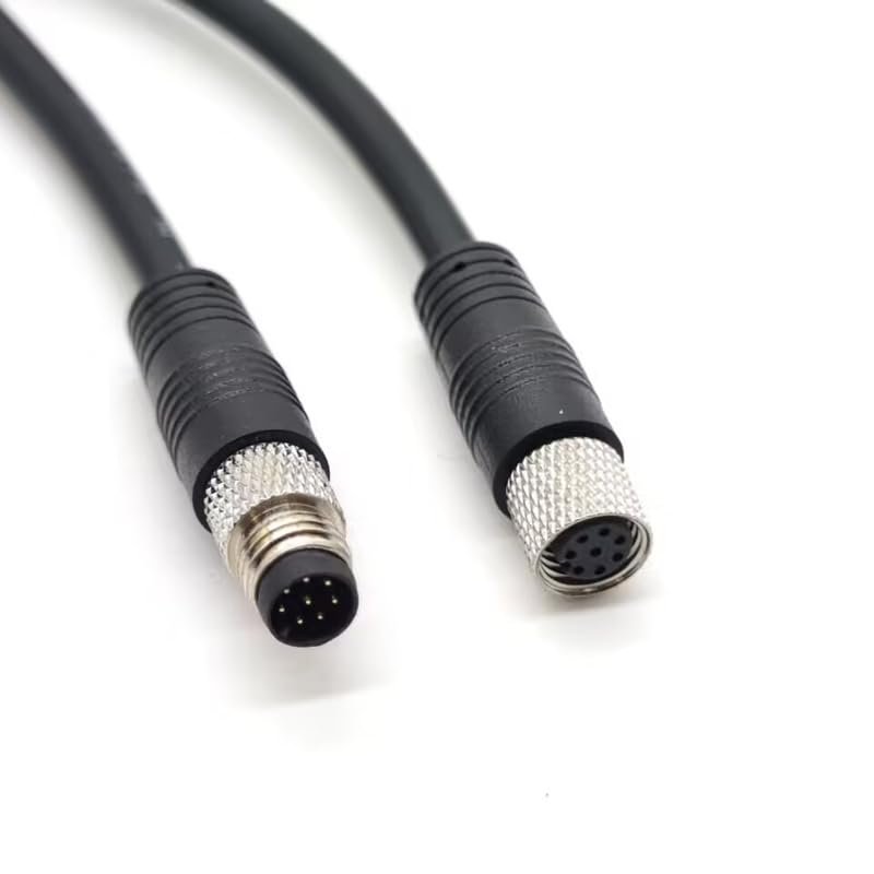 BOUUNCIY 29.53Ft M8 Cable Connector 8 Pins Male to Female Straight Aviation Plug Electrical AWG24 A Code Industrial Male to Female Sensor PVC Socket Waterproof Device Network