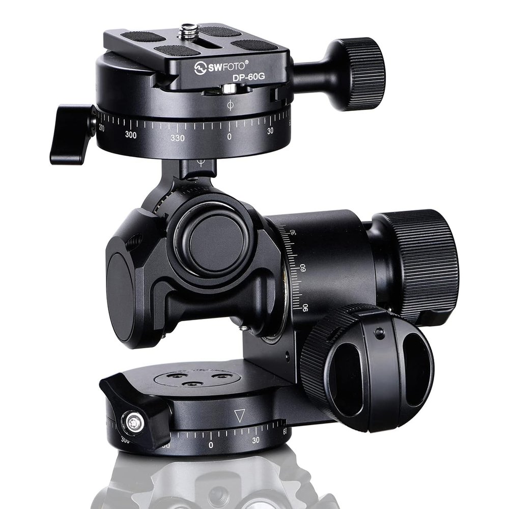 Generic precision 3-way geared tripod head with quick release plate for DSLR cameras gh-proii, 6.34 x 5.11 x 4.2 in, Black
