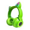 Kids Bluetooth Headphones,Cat Ear LED Light Up Wireless/Wired Headset,85 dB Volume Limited Foldable Headphones,Built-in Mic,Support FM/Micro SD/TF,for Phone/Tablet/Pad/PC/Kindle/Laptop/TV(Green) view 1