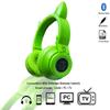 Kids Bluetooth Headphones,Cat Ear LED Light Up Wireless/Wired Headset,85 dB Volume Limited Foldable Headphones,Built-in Mic,Support FM/Micro SD/TF,for Phone/Tablet/Pad/PC/Kindle/Laptop/TV(Green) view 2