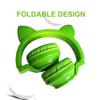 Kids Bluetooth Headphones,Cat Ear LED Light Up Wireless/Wired Headset,85 dB Volume Limited Foldable Headphones,Built-in Mic,Support FM/Micro SD/TF,for Phone/Tablet/Pad/PC/Kindle/Laptop/TV(Green) view 4