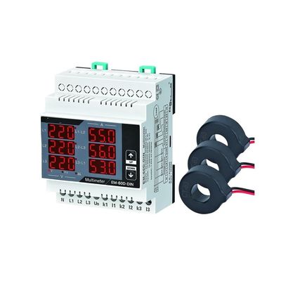 QZLIBEFUD EM-XXD-DIN Digital Multimeter, Contains 3 C.T, Three Phase Volt(L-L),(L-N), Ampere,Frequency, Phase Sequence Display(250D(10-250A))