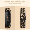 2 Pack Adjustable Elastic Bands for Fitbit Luxe Bands, Soft Stretchy Nylon Loop Strap Replacement Wristband for Fitbit Luxe/Luxe Special Edition Fitness Tracker Women Men (Black/Leopard) view 4