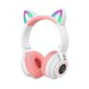 Bluetooth Headphones Girl Kids,Cat Ear LED Light Wireless/Wired Headset,85 dB Volume Limited, Foldable,Built-in Mic,Support FM/Micro SD/TF,for Phone/Tablet/Pad/PC/Kindle/Laptop/TV(Pink/White) view 1