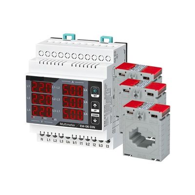 QZLIBEFUD EM-06-DIN Multimeter, Three Phase Volt(L-L),(L-N), Ampere,Frequency, Phase Sequence Display Panel Meter 12 in 1(3CT 400A)