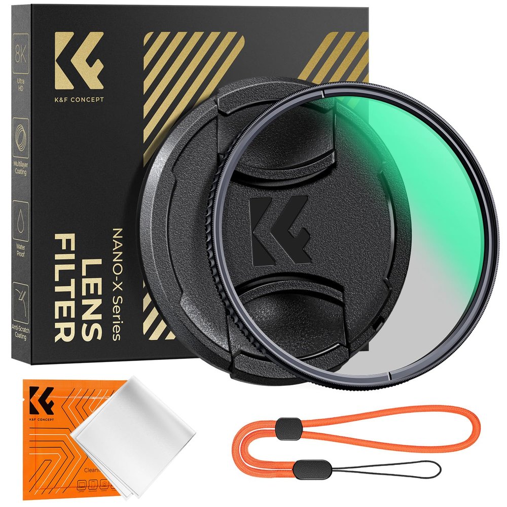K&F CONCEPT 82mm Circular Polarizer Lens Filter with Filter Cap Cleaning Cloth Optical Glass Ultra Slim Polarizing CPL Filter with 28 Multi-Layer Coatings for Camera Lenses (Nano-X Series)