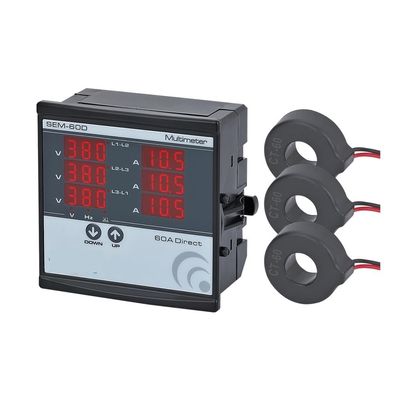 QZLIBEFUD SEM-XXD Digital Multimeter, Contains 3 C.T, Three Phase Volt(L-L),(L-N), Ampere,Frequency, Phase Sequence Display(100D(10-100A))