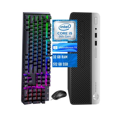 HP ProDesk 400 G6 SFF Desktop Computer, Core i5-9500 3.0GHz up to 4.4GHz Desktop PC, 32 GB RAM, 512 GB SSD, Keyboard and Mouse, WiFi, Windows 11 Pro (Renewed)