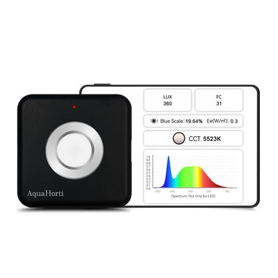 AquaHorti AH-300 Light Meter,Test LED Spectrum,CCT,LUX,Foot Candle,Blue Light Meter,LUX Distribution, Data Exported as a CSV File. AquaHorti