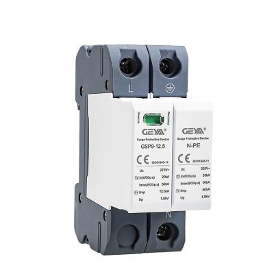 12.5KA T1+T2 50KA Type 1 SPD 2P 1P+NPE Surge Protector 275VAC Din Rail House Surge Protector(2P 12.5KA 275VAC)