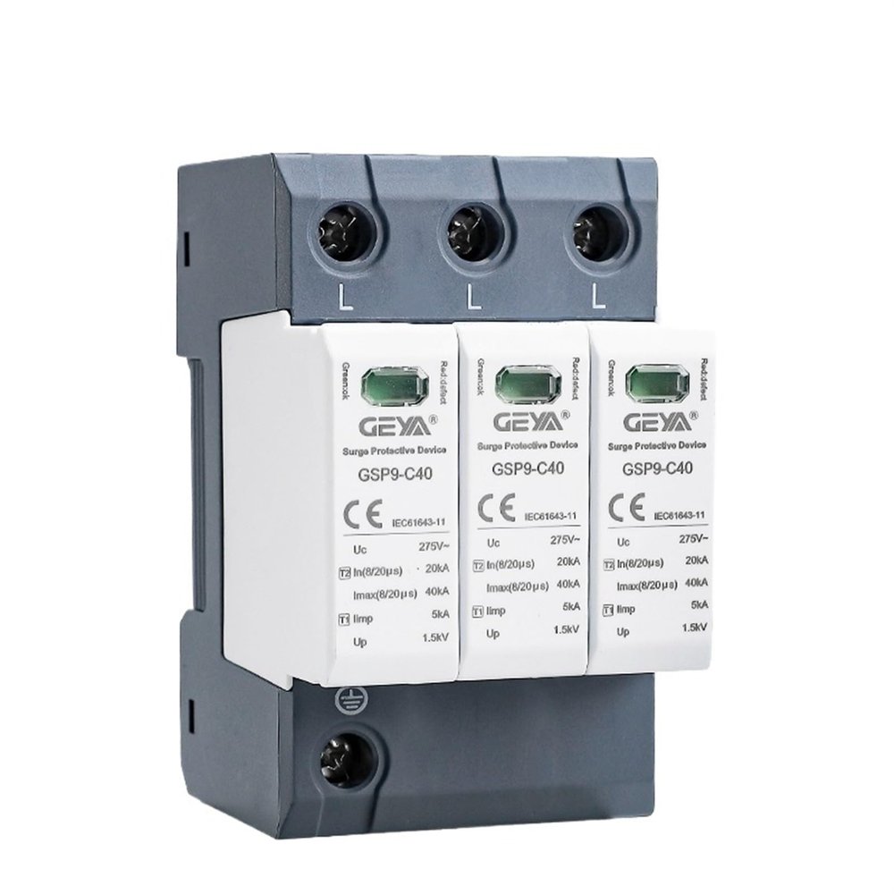 SPD AC275V 385V 400V 440V 20KA~40KA House Surge Protector Protective Low-voltage Arrester Device 3Pole(3P AC275V 40KA)