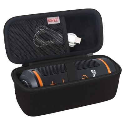 BOVKE Carrying Case for Bushnell Golf Wingman 2 GPS Bluetooth Speaker, Extra Mesh Pocket for Charging Cords and Accessories, Black+Black
