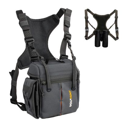 WOLFHUNT Prym1 Camo Binoculars Chest Pack with Rangefinder Pouch, Binoculars Harness Bags Magnetic Opening Bino Case Triple-Use Mode, Hunting Chest Pack W/MolleSystem & Lens Cleaning Cloth