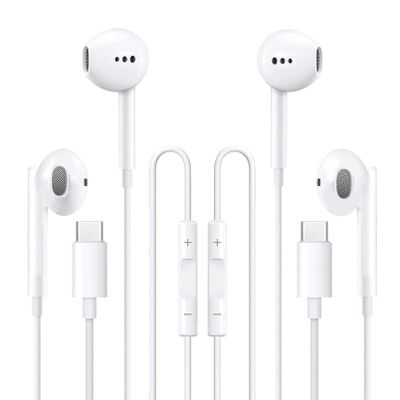 [2 Pack]USB C Headphones for iPhone 15 Earbuds Type C Wired Earphones with Mic & Remote Control Noise Cancelling for iPhone 15 Plus/15 Pro,Galaxy S23/S22/S21,Ultra Note 10/20, Pixel 7,OnePlus,Android