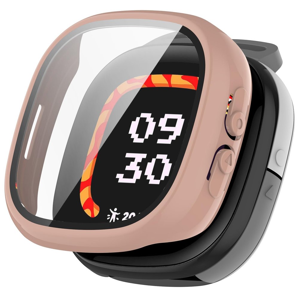 Case Intended for Fitbit Ace LTE, Case with Screen Protector [Tempered Glass] Full Around Hard PC Protective Case for for Google Fitbit Ace LTE Smartwatch Accessories (Pink)