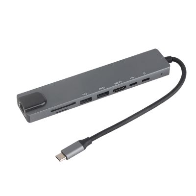 Tyenaza 8 in 1 Type C to HDMI HUB, RJ45 Card Reader Multifunction Dock Adapter