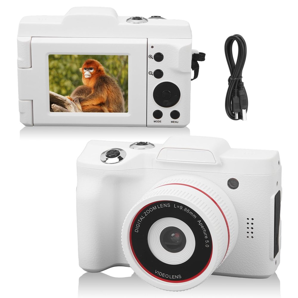 ASHATA Digital Camera for Photography Beginner, 16MP Vlogging Camera 16X Digital Zoom, Flip Screen Compact Travel Camera with SD Card Slot, 1080P Video Recording Camera, ASHATA2cgbfsaomv