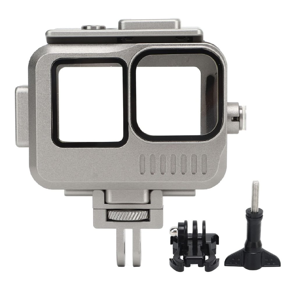 Aluminum Alloy Tempered Glass Protective Housing Case 40m Deep for 11 10 9, with Cold Shoe Mouth for Light Compensation Range, Underwater Diving Shell Bracket