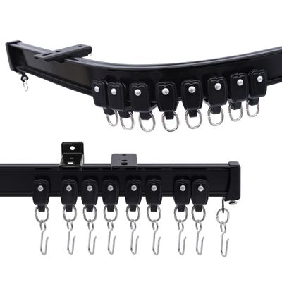 Bendable Curtain Track, Ceiling Curtain Rail Track, Black 9-12 Ft