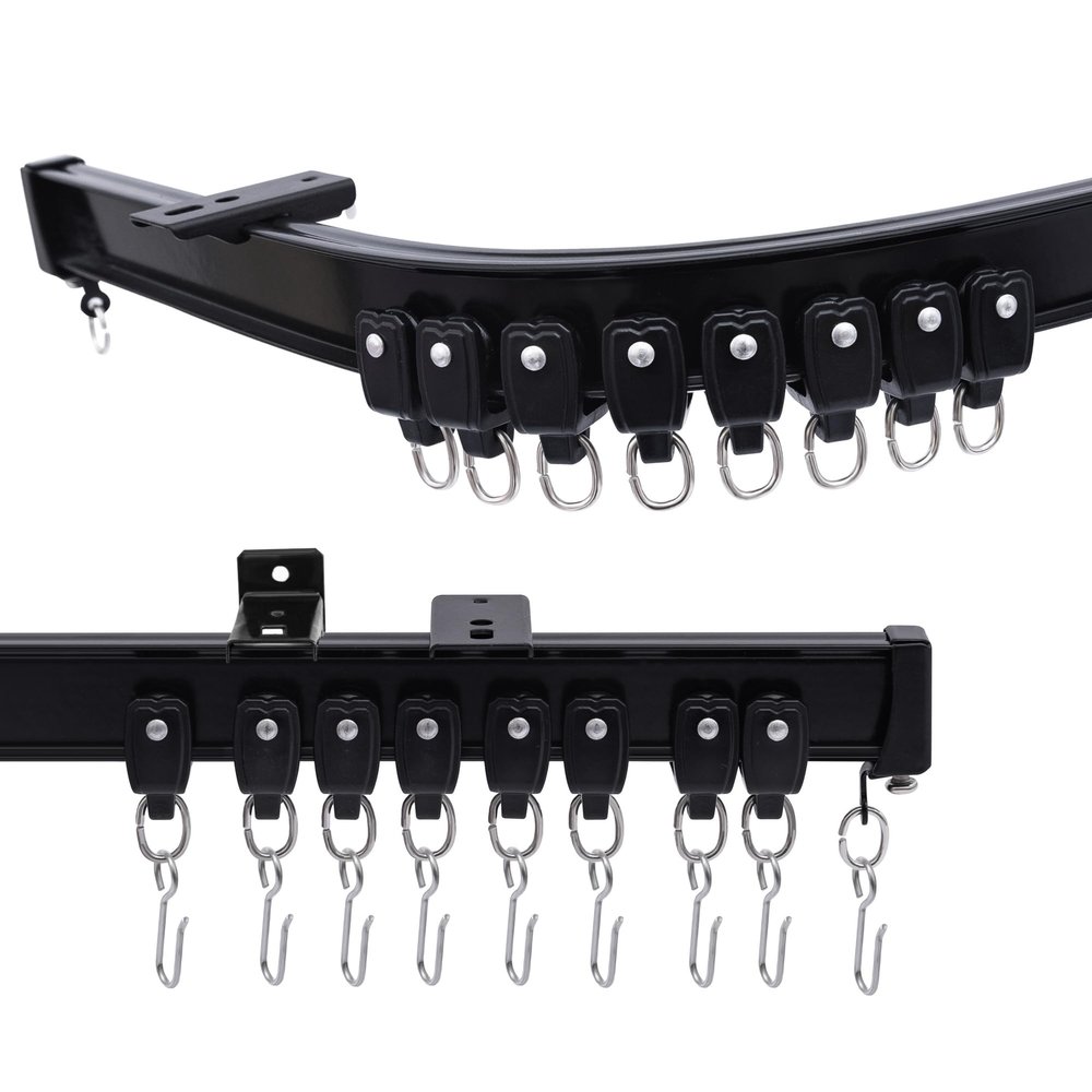 Bendable Curtain Track, Ceiling Curtain Rail Track, Black 9-12 Ft
