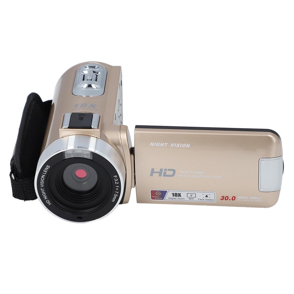 GOWENIC Digital Camera Recorder, Full HD 1080P 30MP Video Camera Camcorder wiht 3.0 Inch 270  Rotatable LCD, 18X Digital Zoom, NightVision, Anti Shake Video Camcorder (Gold)