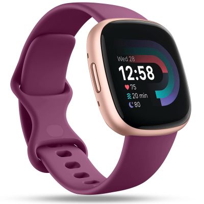 Compatible with Fitbit Versa 4 Bands/Versa 3 Bands & Fitbit Sense 2 Bands/Sense Bands Women Men, Soft Sport Strap Accessories for Fitbit Sense/Sense 2/Versa 4/Versa 3 Smart Watch,Small Purplish Red