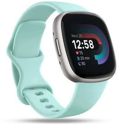 Compatible with Fitbit Versa 4 Bands/Versa 3 Bands & Fitbit Sense 2 Bands/Sense Bands Women Men, Soft Sport Band Strap Accessories for Fitbit Sense/Sense 2/Versa 4/Versa 3 Smart Watch,Large Blue Sea
