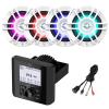 Marine Bluetooth AM/FM Radio Digital Media Receiver, 4x 6.5" 300 Watt Max Power 2-Way Multicolor LED Boat Audio White Speakers with USB to AUX Adapter view 1