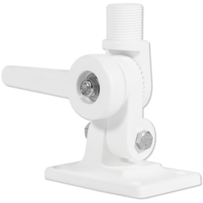 Five Oceans Marine VHF Antenna Mount, Folding Antenna Mount with Adjustable Ratchet, Fits All Standard 1-inch Marine Antennas, White Nylon - FO4766
