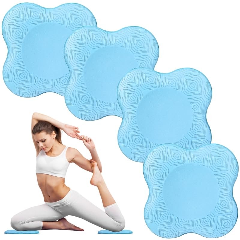 Yflingjie Yoga Knee Pads, Set of 4, Cushions for Knees and Elbows, Fitness, Meditation, Kneeling, Balance, Floor, Pilates (blue)