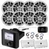 Marine Bluetooth AM/FM Radio Digital Media Receiver, 8x 6.5" 180 Watt Max 2-Way Boat Audio White Speakers, 2x 4-Channel Amplifier, 2x Amp Wiring Kit, Audio Splitter, Antenna (White) view 1