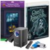 HoliScapes USB Projector Kit - AtmosFx Ghostly Apparitions on USB + Projector + 48" x 72" Large White Holographic Screen for Halloween Projection view 1