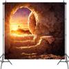 15x10ft Easter Jesus Christ Cross Backdrop Empty Tomb Stone Cave Shroud Sunrise Holy Bible Resurrection of Jesus Christ Photography Background Lord Pray Church Events Banner Decorations Studio Props view 3
