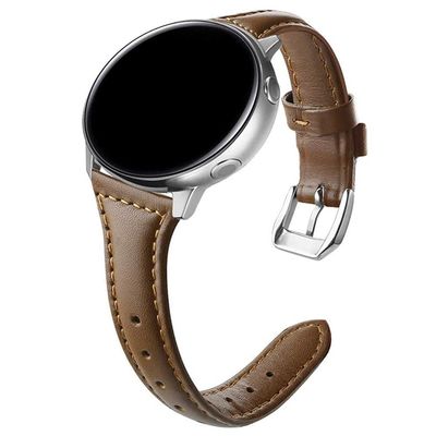 20-22mm slim Leather Strap for Samsung Galaxy Watch Active2 40mm 44mm watch4 5 watch5 pro watch5 classic 42mm 46mm,Cocoa,20mm