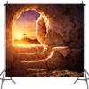12x10ft Easter Jesus Christ Cross Backdrop Empty Tomb Stone Cave Shroud Sunrise Holy Bible Resurrection of Jesus Christ Photography Background Lord Pray Church Events Banner Decorations Studio Props view 3