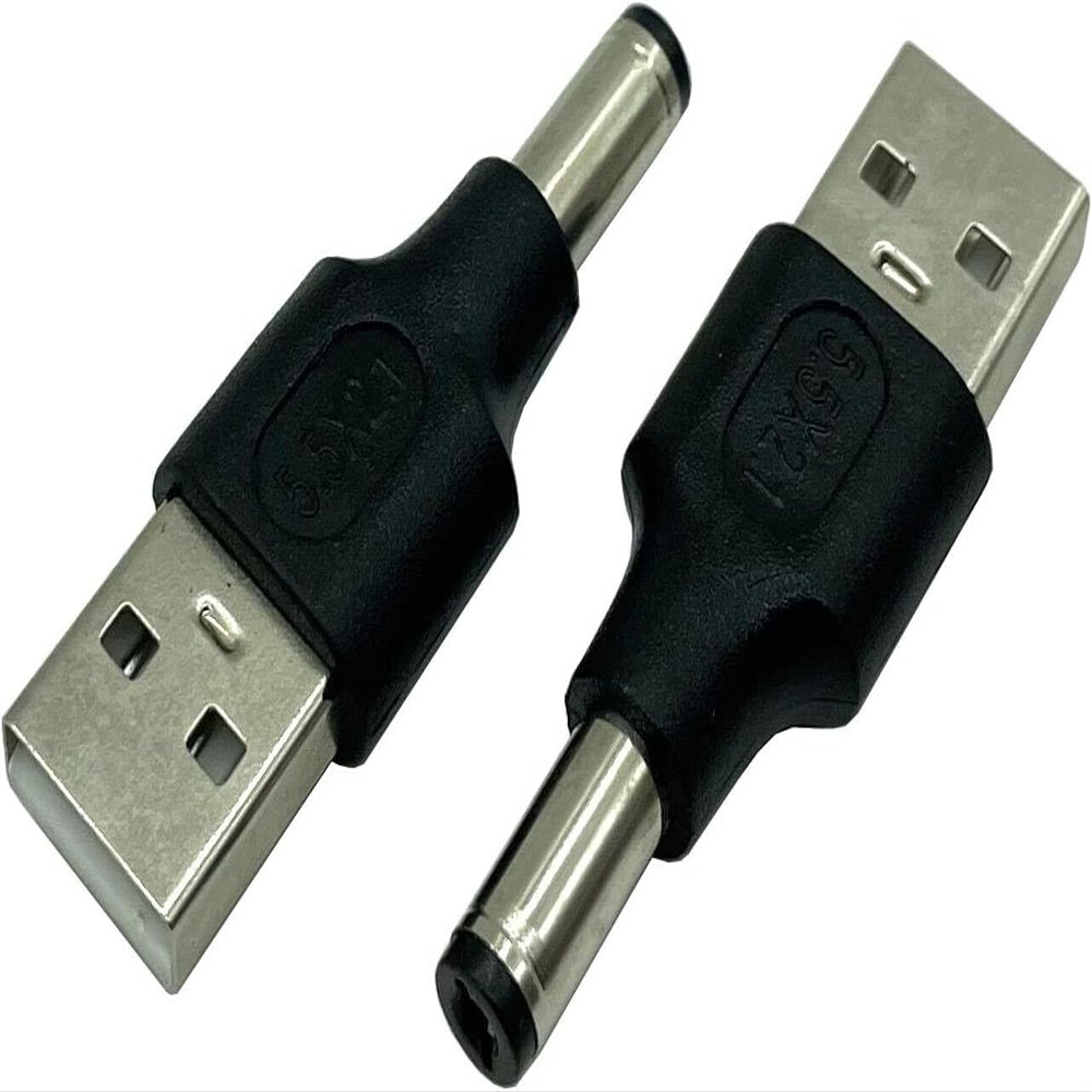 Traovien USB to DC Power Adapter, USB A 2.0 Male to DC 5.5x2.1mm Male Power Adapter for Charging Electronic Devices with or Ports (2Pcs)